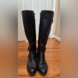 Isola Dark Chocolate Brown Pebble Leather Tall Boots size 8